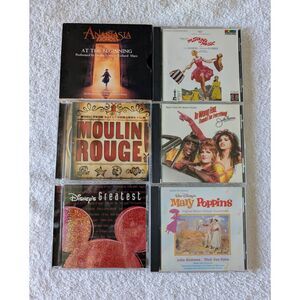 Lot of 6 Movie Soundtrack CDs Disney Mary Poppins Moulin Rouge Anastasia
